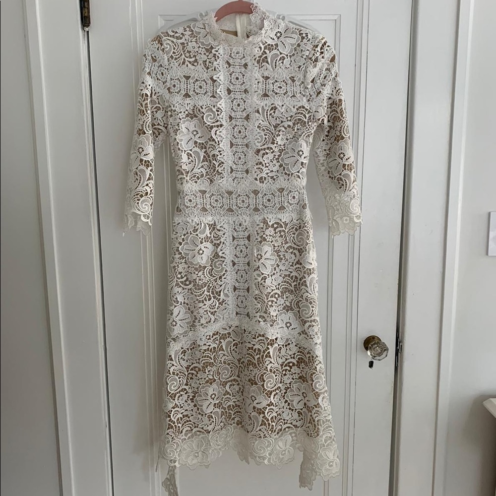 White lace applique dress